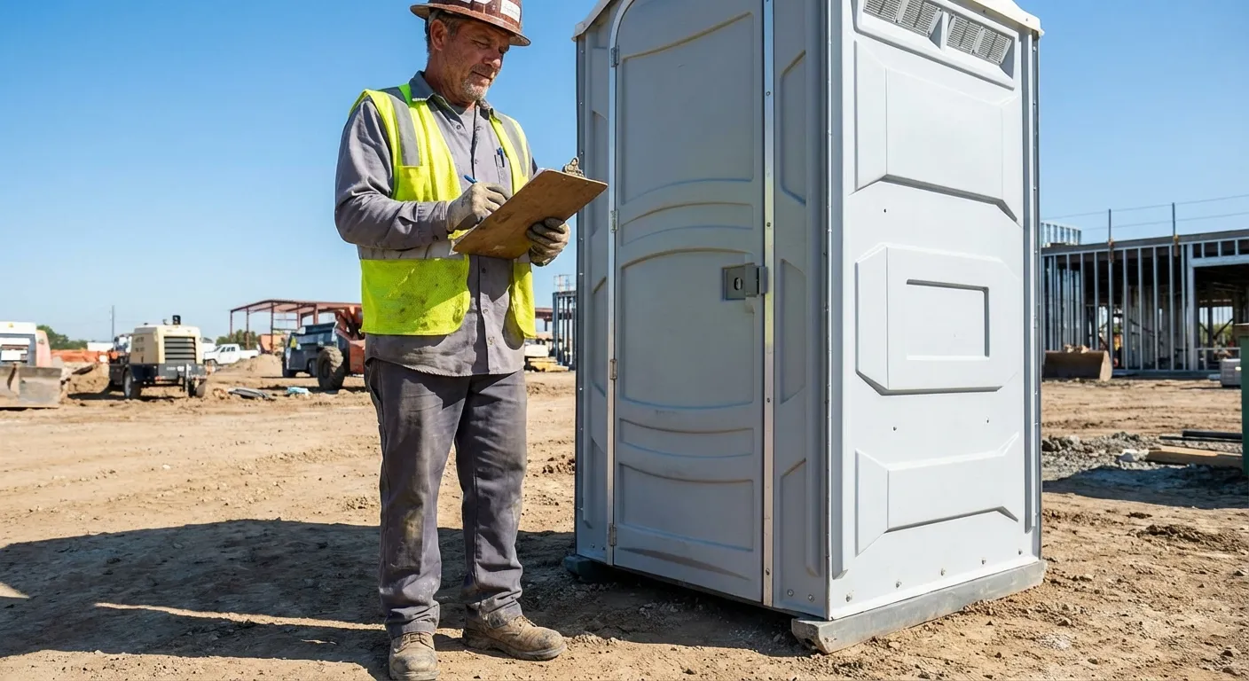 Portable toilet delivery truck ready for service in Philadelphia, PA
